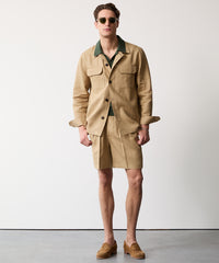 Linen Two-Pocket Overshirt in Pine Cone