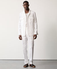 Linen Two-Pocket Overshirt in White