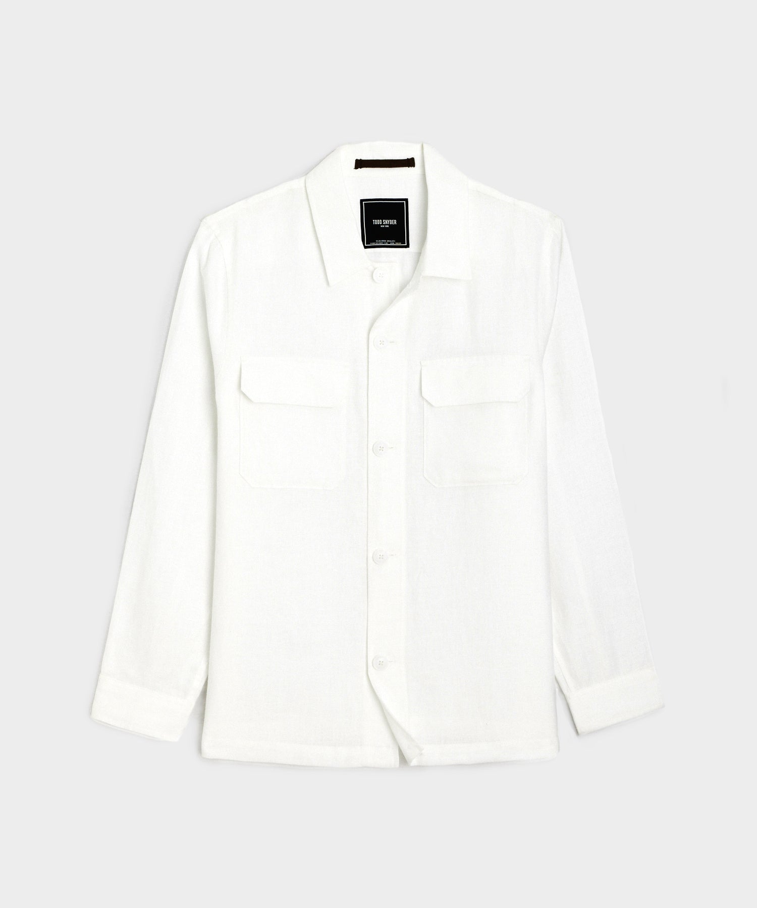 Linen Two-Pocket Overshirt in White