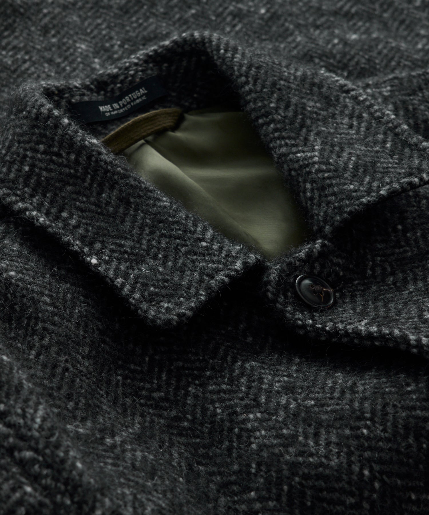 Italian Wool Walking Jacket in Charcoal Herringbone