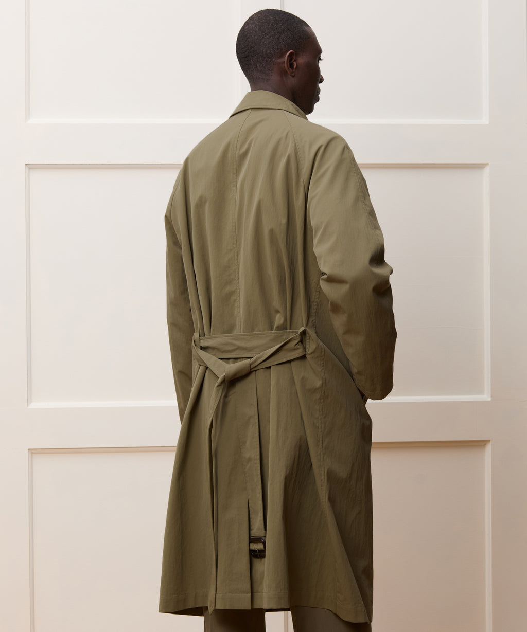 Italian Belted Balmacaan Trench Coat