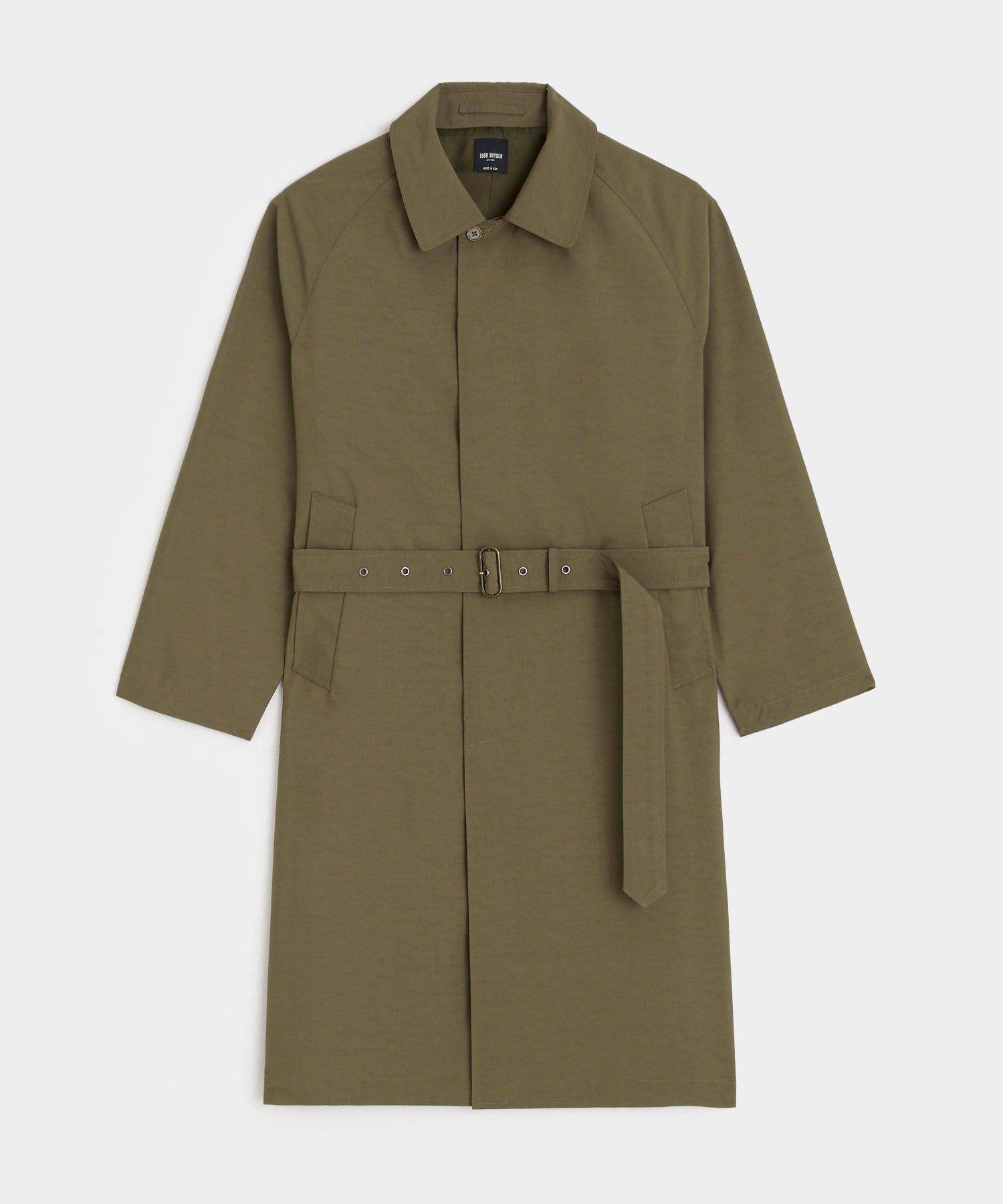 Italian Belted Balmacaan Trenchcoat in Olive Green – Todd Snyder