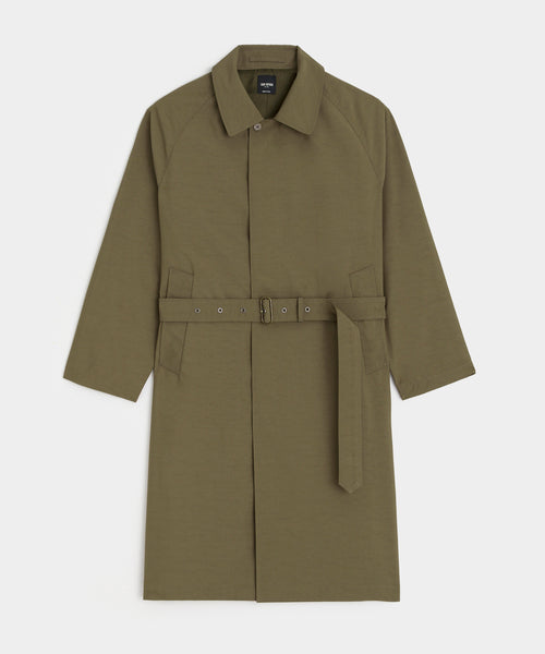 Italian Belted Balmacaan Trenchcoat in Olive Green – Todd Snyder