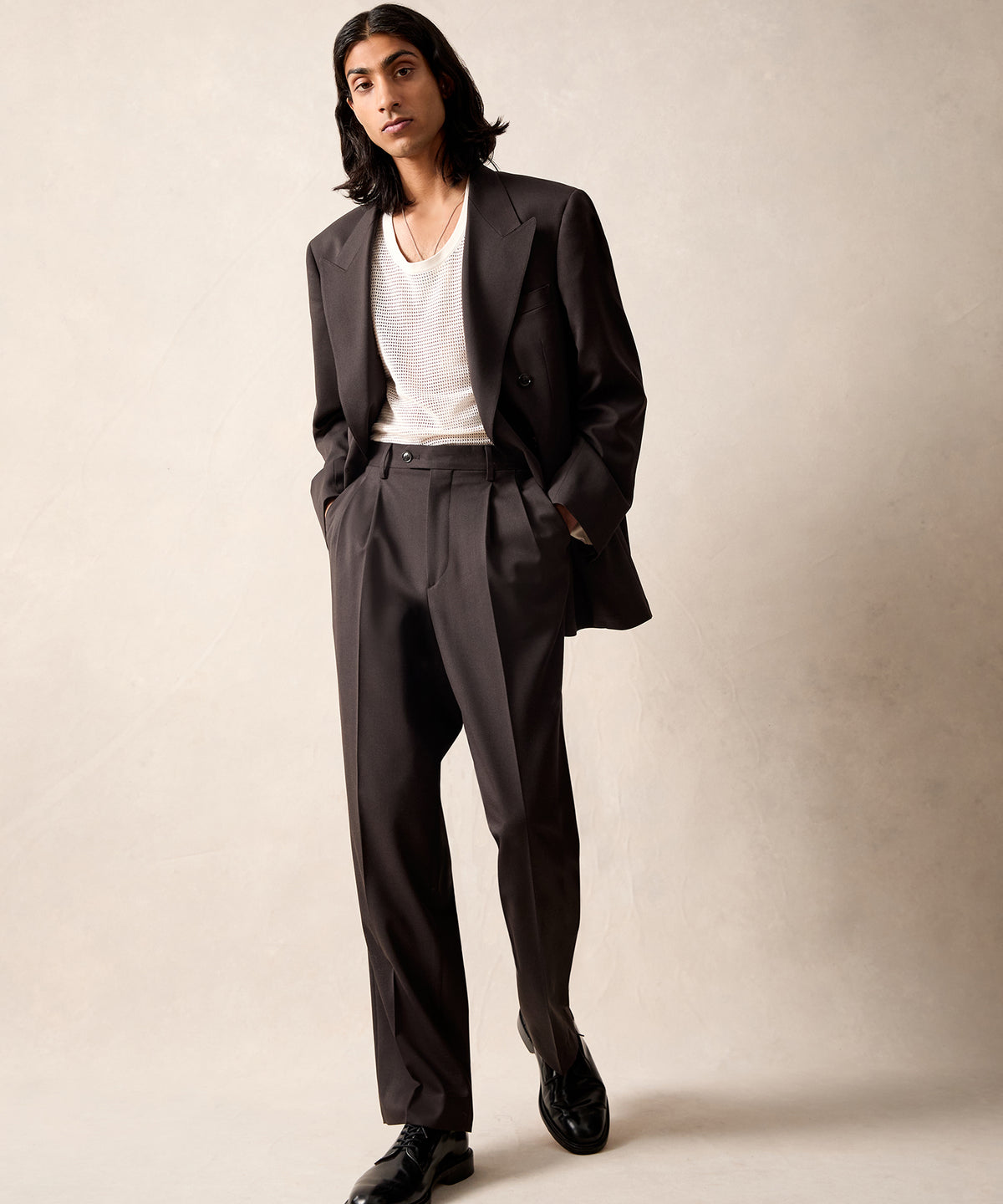 Italian Gabardine Wythe Jacket in Dark Brown