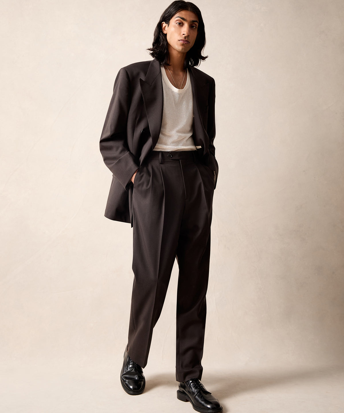 Italian Gabardine Wythe Jacket in Dark Brown