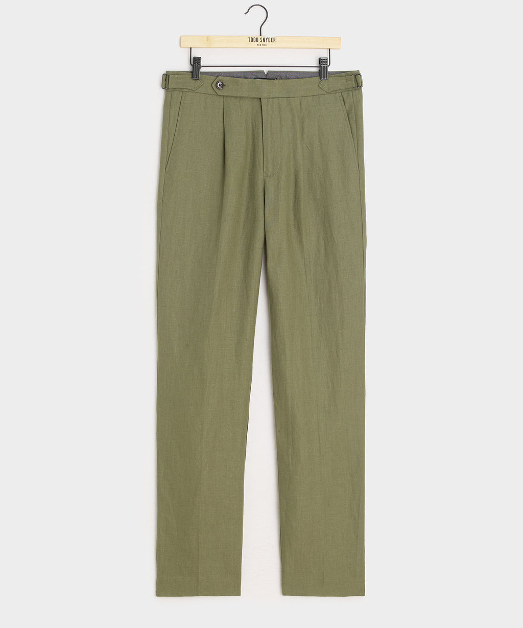 Straight Fit Irish Linen Side Tab Trouser