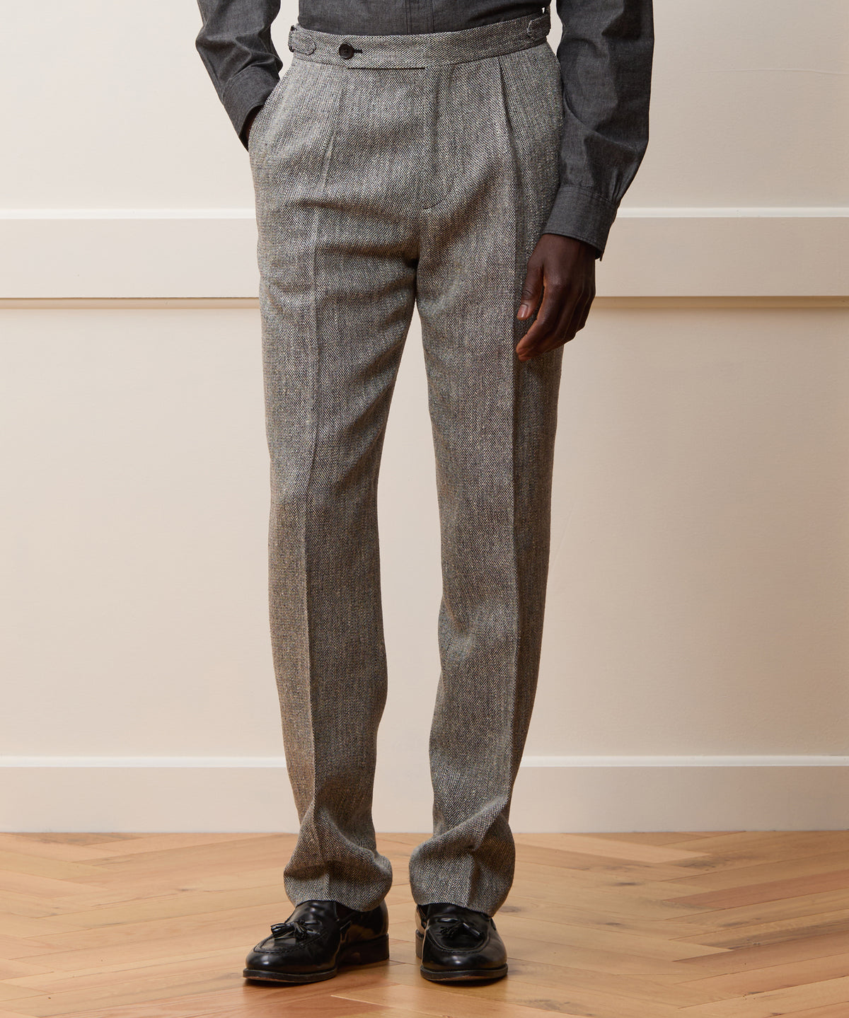 Italian Linen-Silk Side Tab Trouser