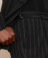 Italian Seersucker Striped Side Tab Trouser