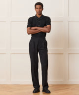 Italian Seersucker Striped Side Tab Trouser
