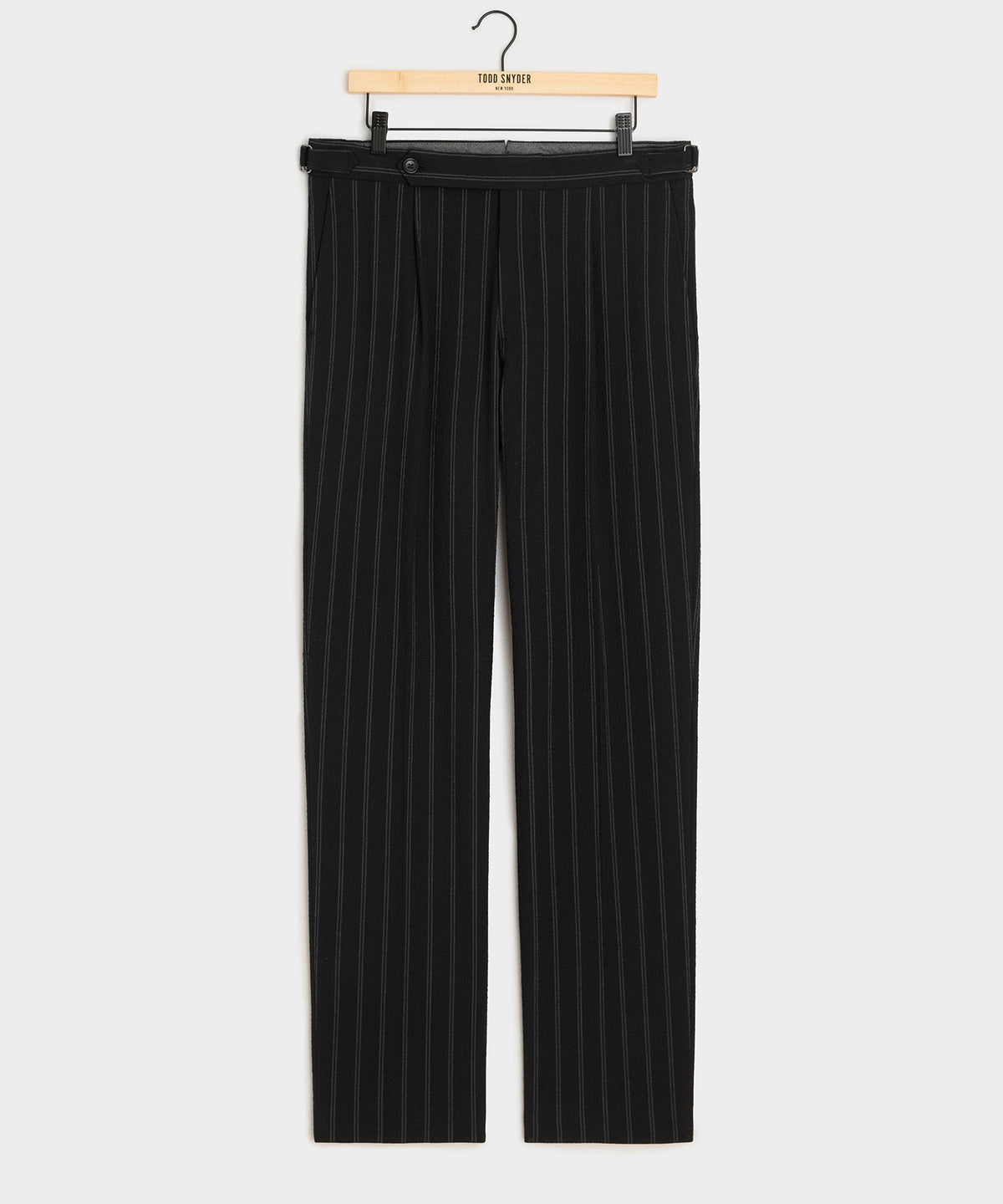 Italian Seersucker Striped Side Tab Trouser