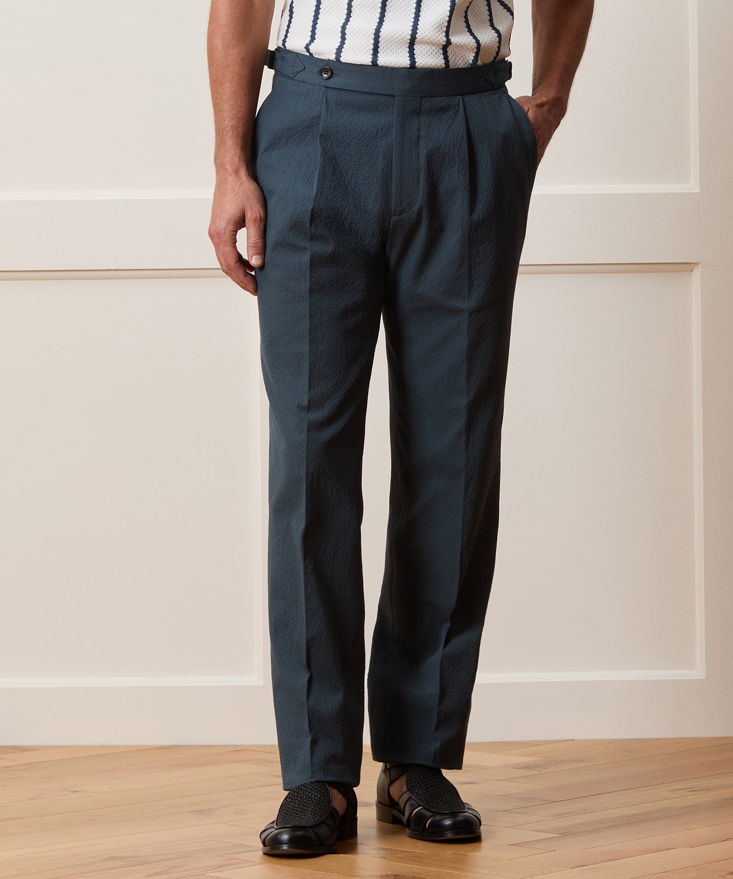 Seersucker Side Tab Trouser in Antique Teal – Todd Snyder