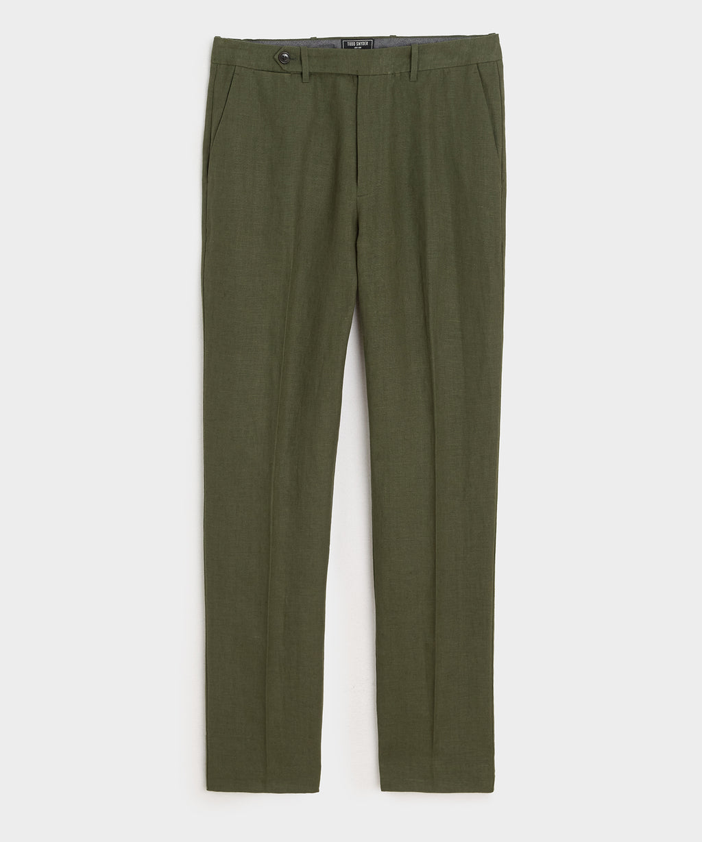 Straight Fit Linen Tab Trouser