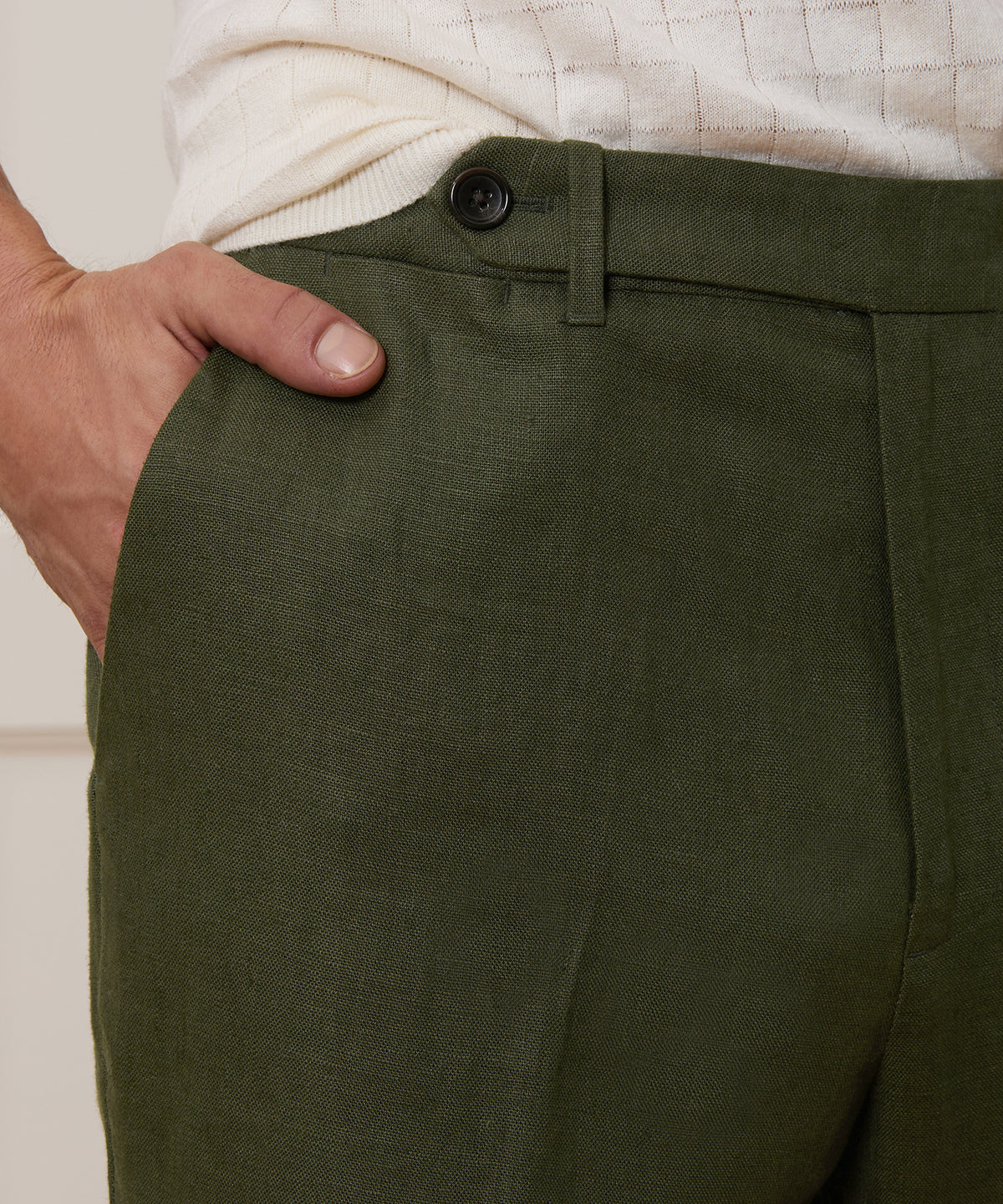 Straight Fit Linen Tab Trouser