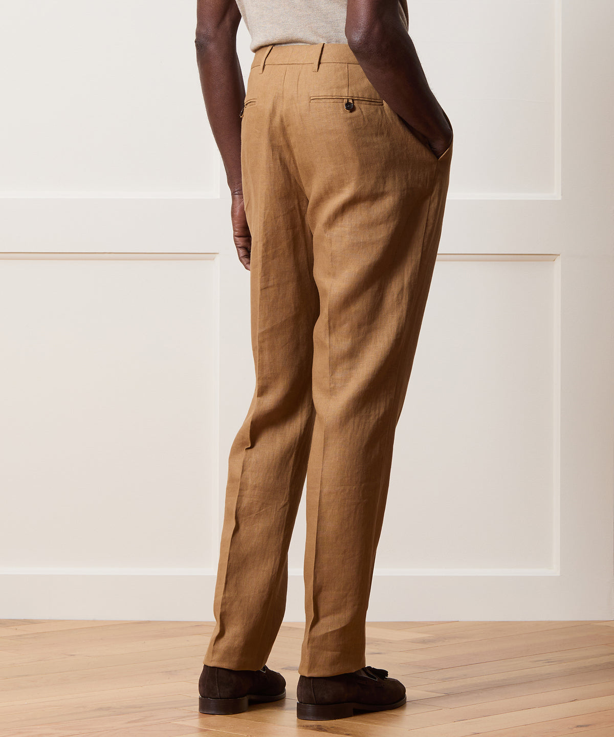 Straight Fit Linen Tab Trouser