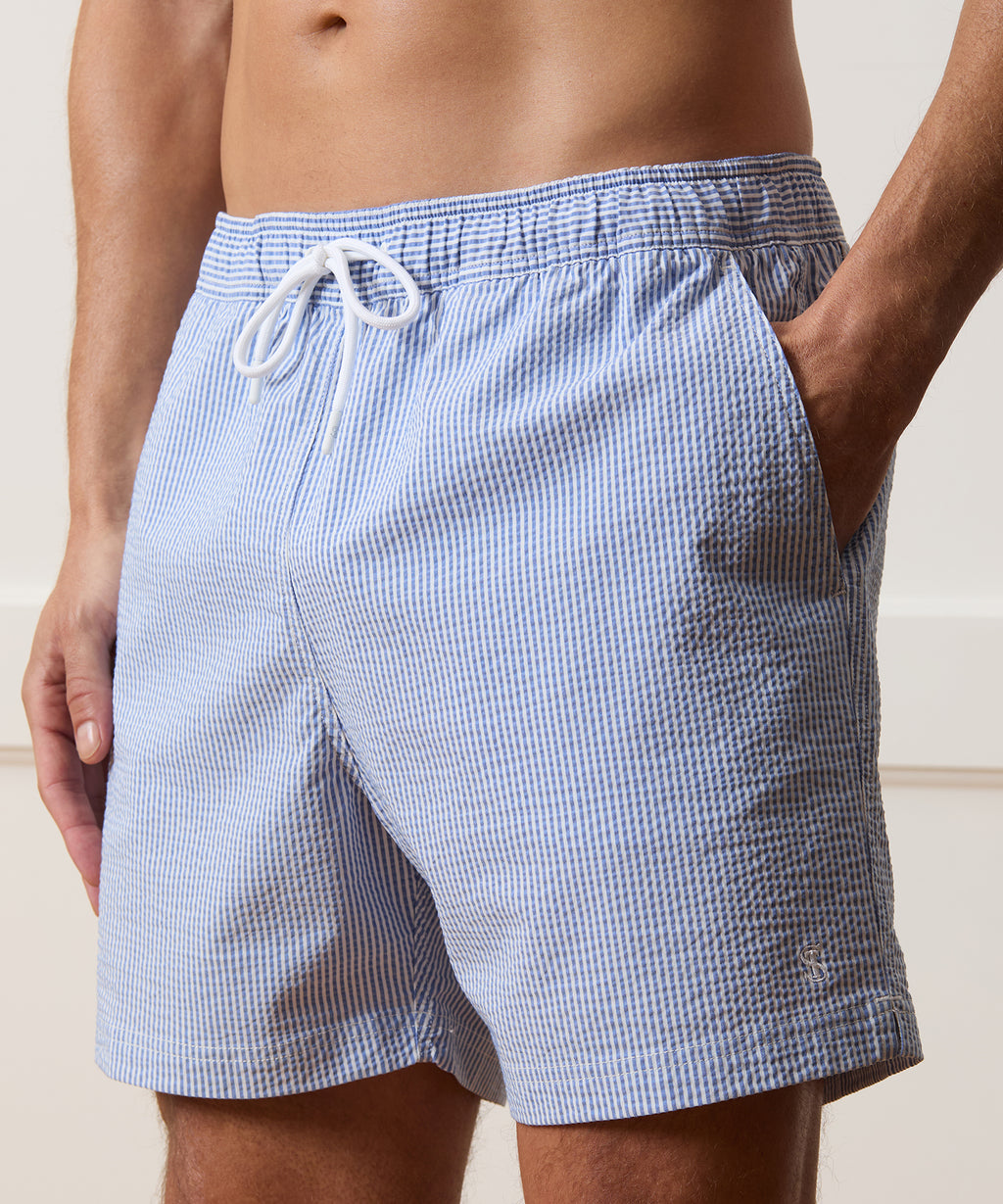 5" Seersucker Montauk Swim Trunk