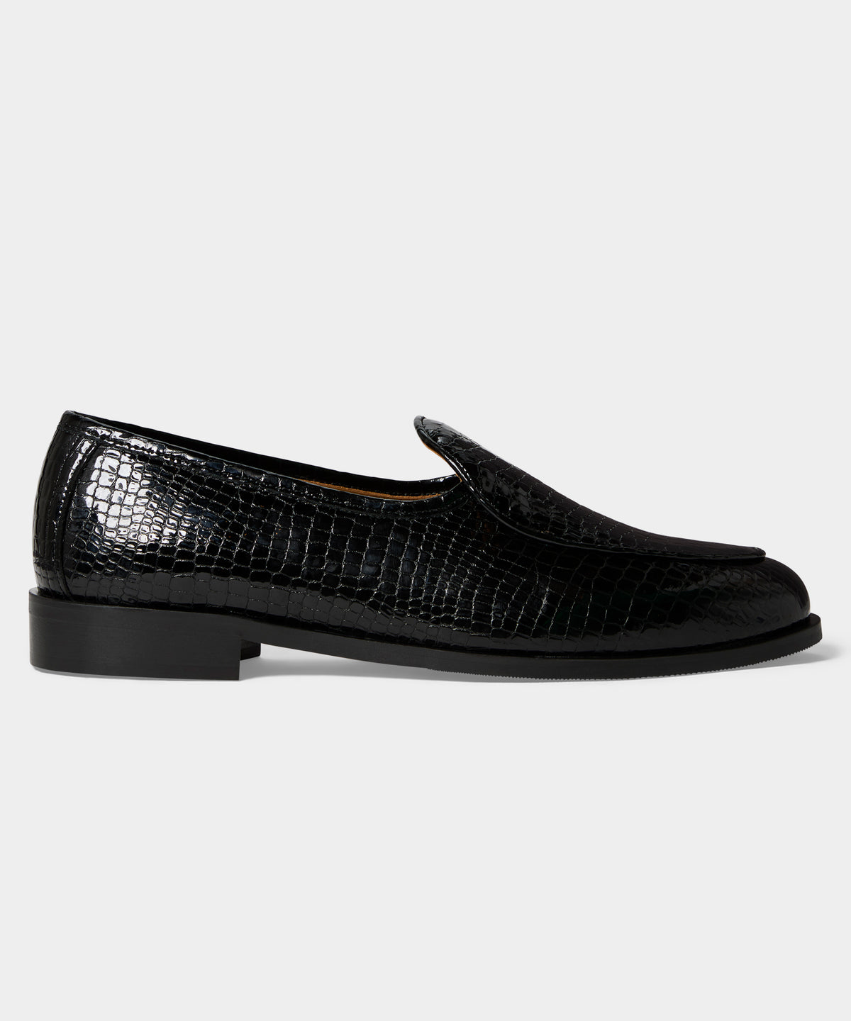Jacques Solovière Leather Croc Stamp Loafer