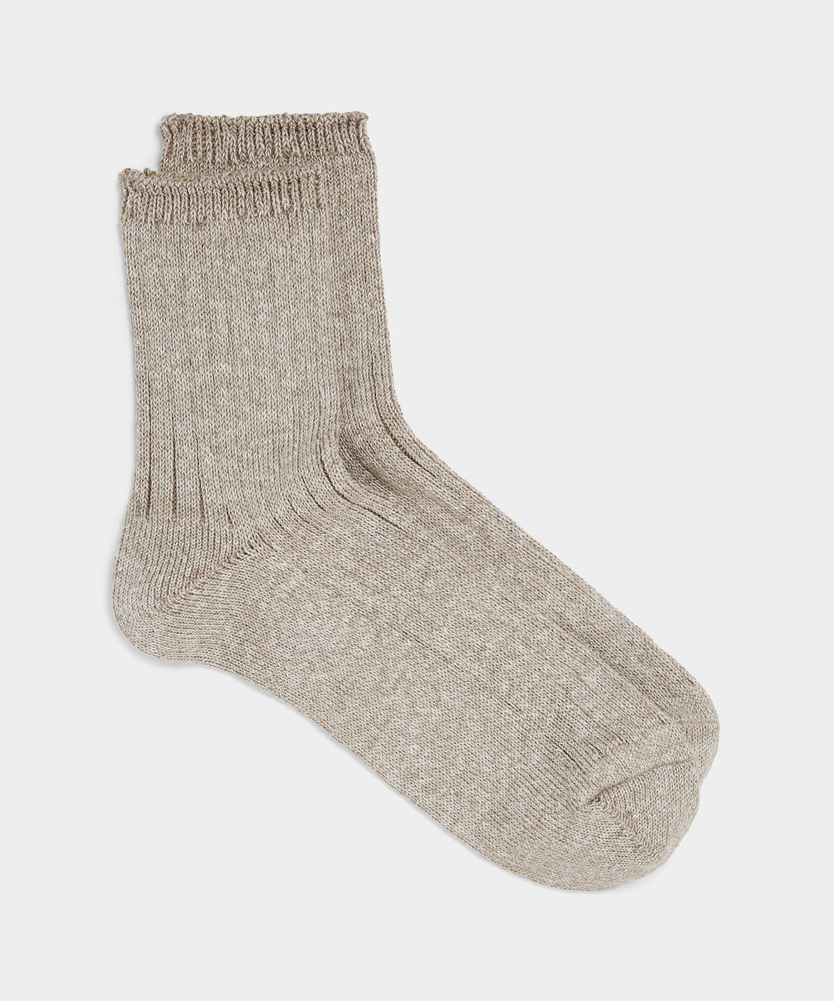 RoToTo Linen Cotton Ribbed Ankle Socks in Grey
