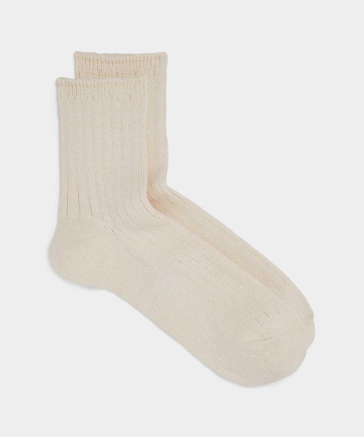 RoToTo Linen Cotton Ribbed Ankle Socks in White