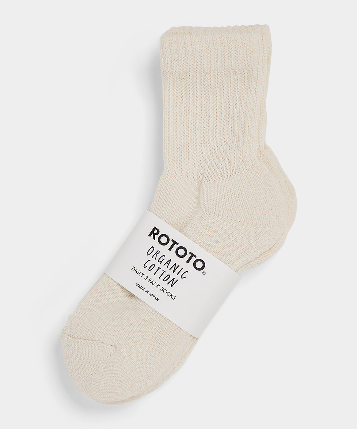 RoToTo Organic Daily 3 Pack Mini Crew Socks in Ecru