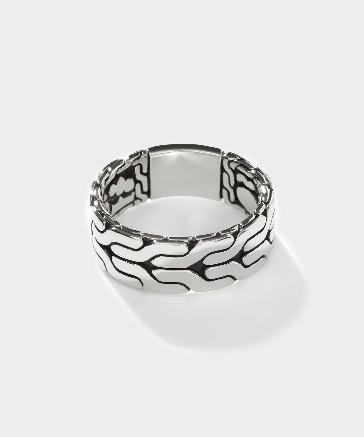 John Hardy Sterling Silver Carved Chain Band Ring