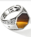 John Hardy Sterling Silver Octagon Signet Ring with Tiger Eye