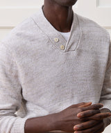 Inis Meáin Linen Hurler V-Neck Sweater in Silver Marl