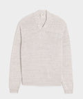 Inis Meáin Linen Hurler V-Neck Sweater in Silver Marl
