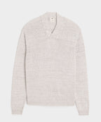 Inis Meáin Linen Hurler V-Neck Sweater in Silver Marl