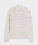 Inis Meáin Linen Hurler V-Neck Sweater in Silver Marl
