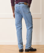 High-Rise Slim Stretch Jean in Washed Blue