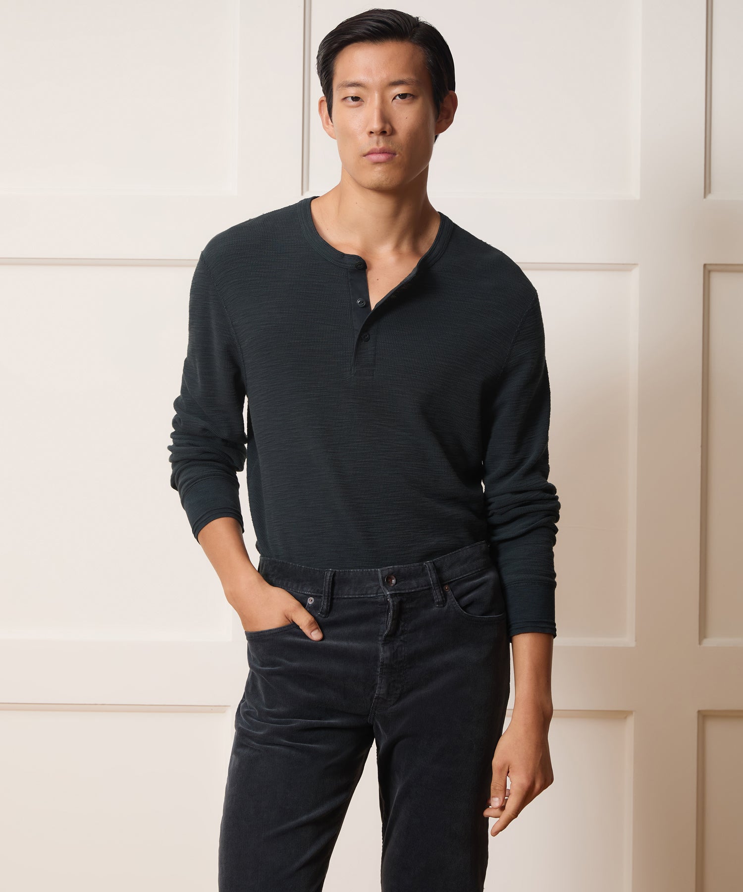 Lightweight Mini Waffle Henley
