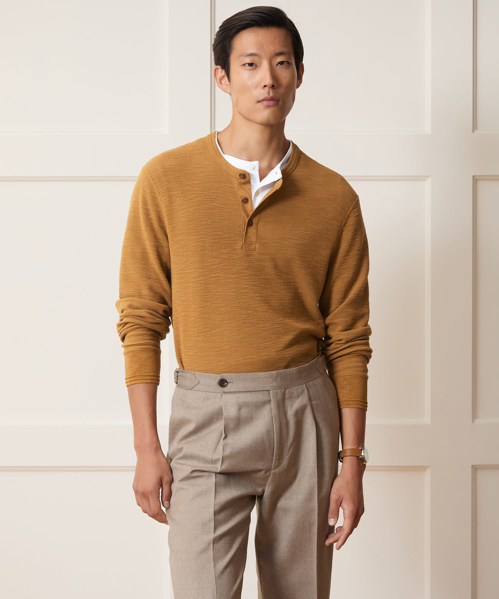Lightweight Mini Waffle Henley