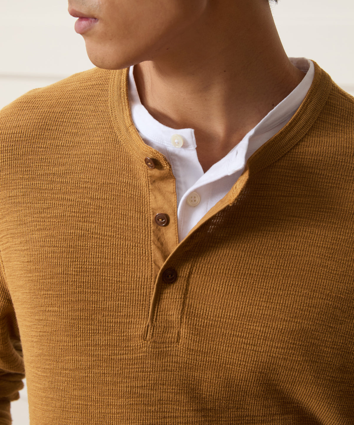 Lightweight Mini Waffle Henley