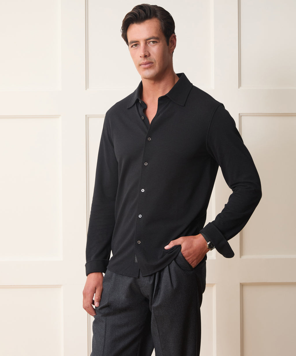 Cotton-Cashmere Pique Shirt