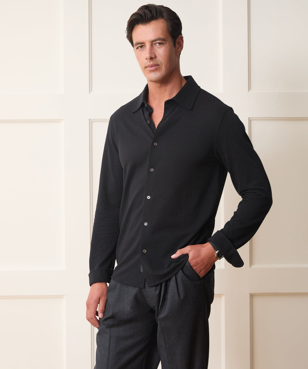 Cotton-Cashmere Pique Shirt