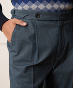 Italian Heathered Cotton Side Tab Trouser