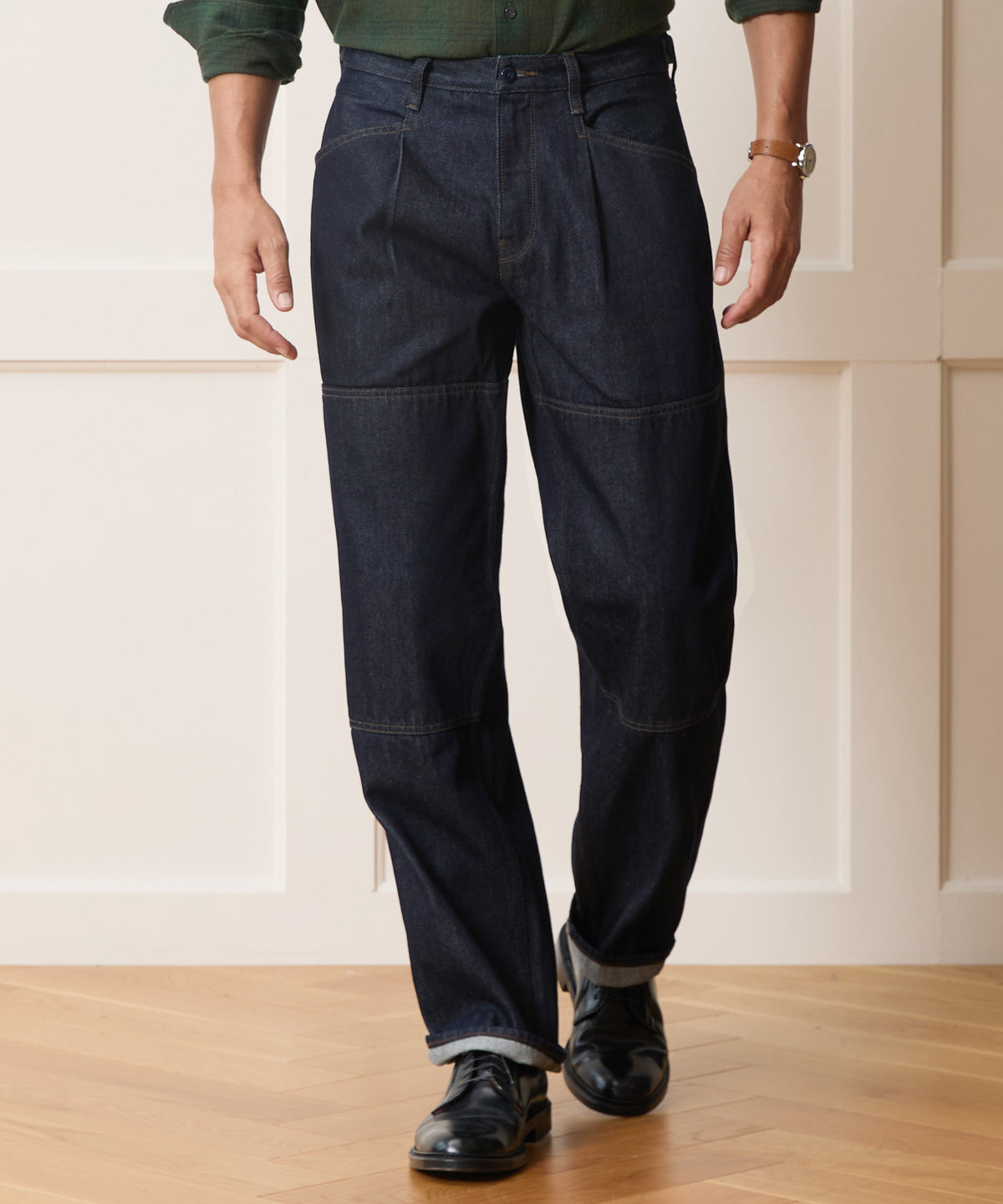 Pleated Welder Jean in Indigo
