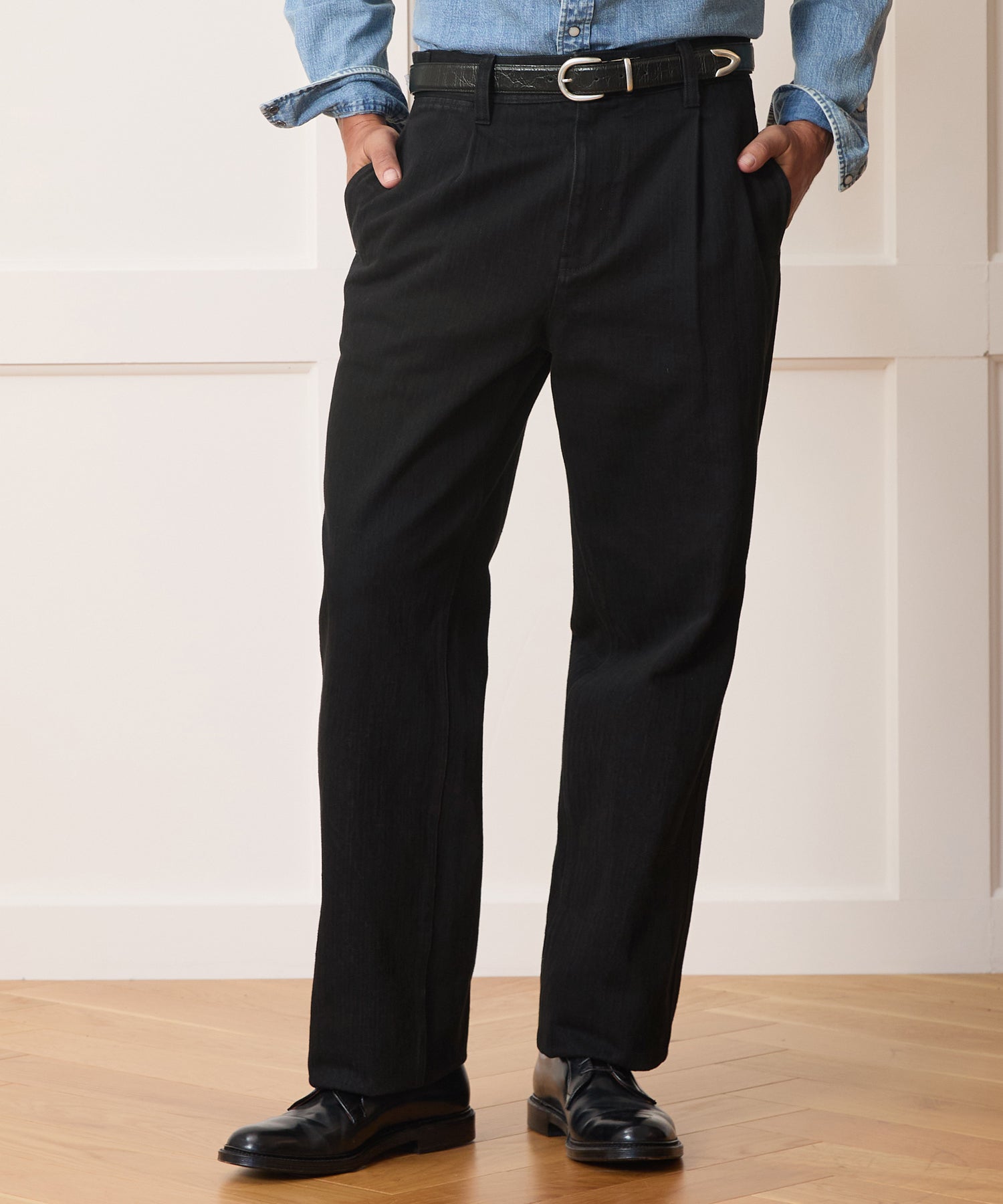 Pleated Utility Jean in Black – Todd Snyder