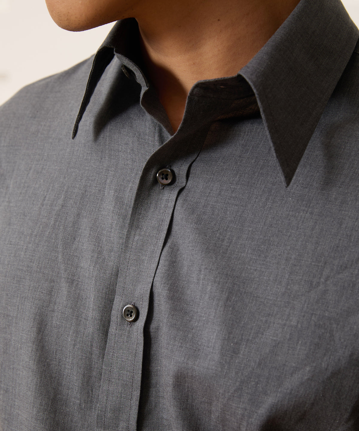 Italian Featherweight Flannel Long Point Collar Dress Shirt