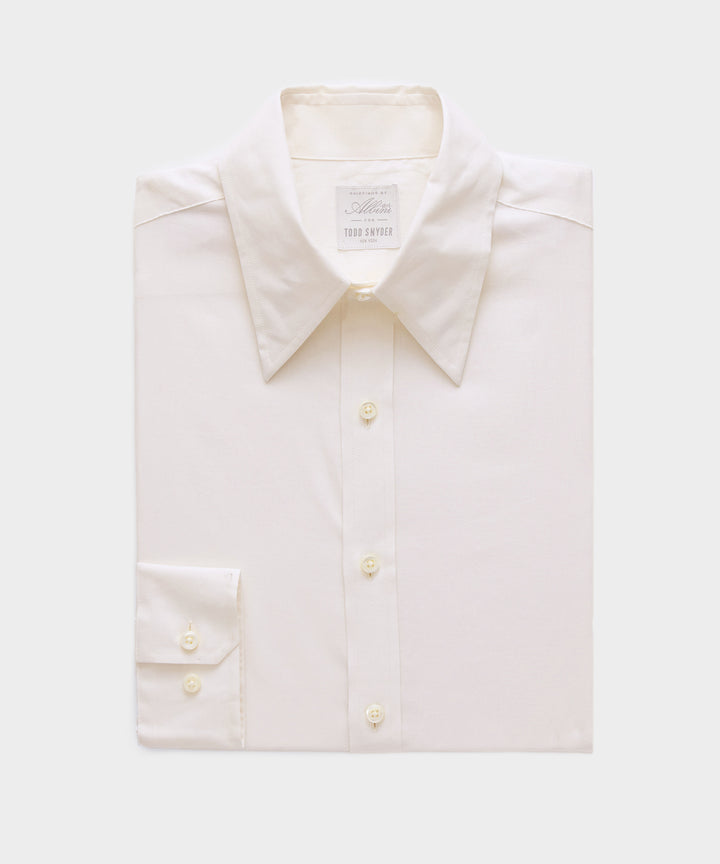 Italian Featherweight Flannel Long Point Collar Dress Shirt