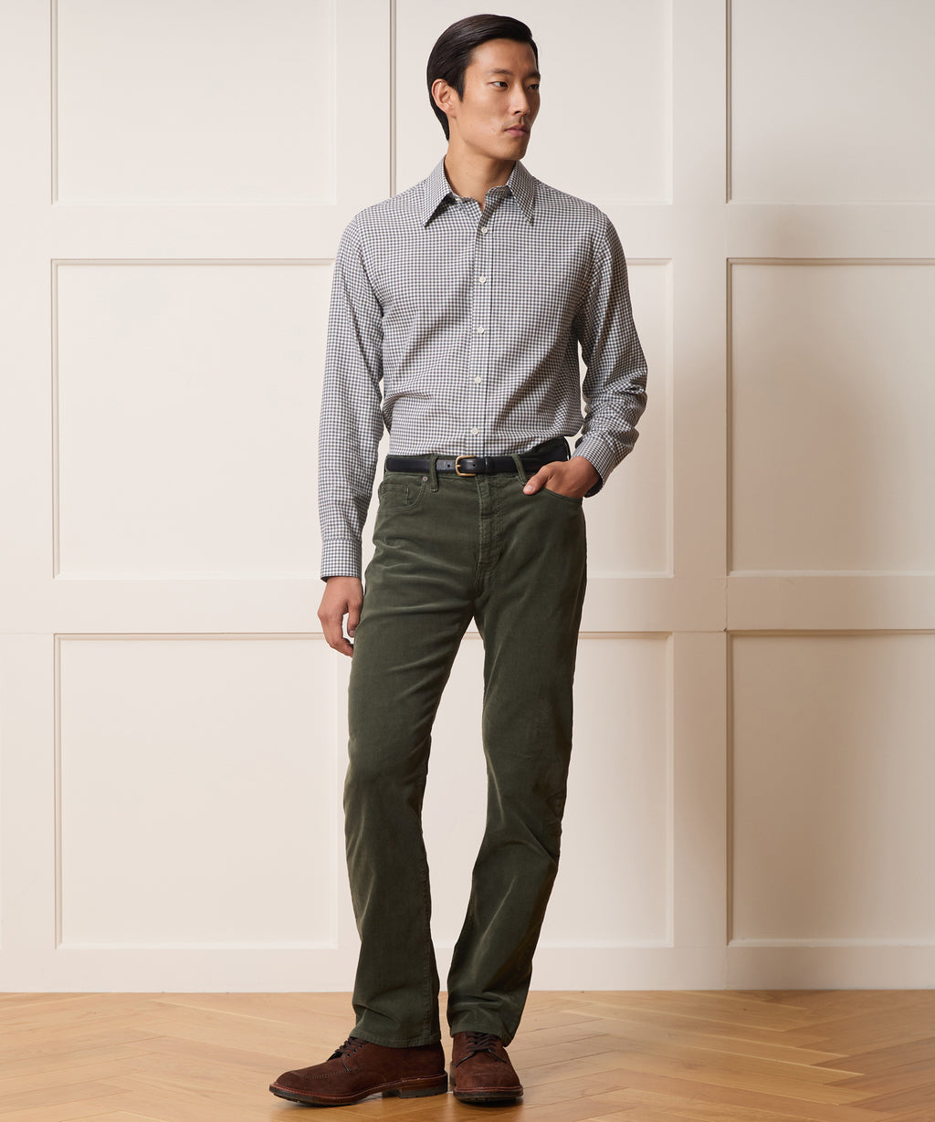 Italian Featherweight Flannel Long Point Collar Dress Shirt