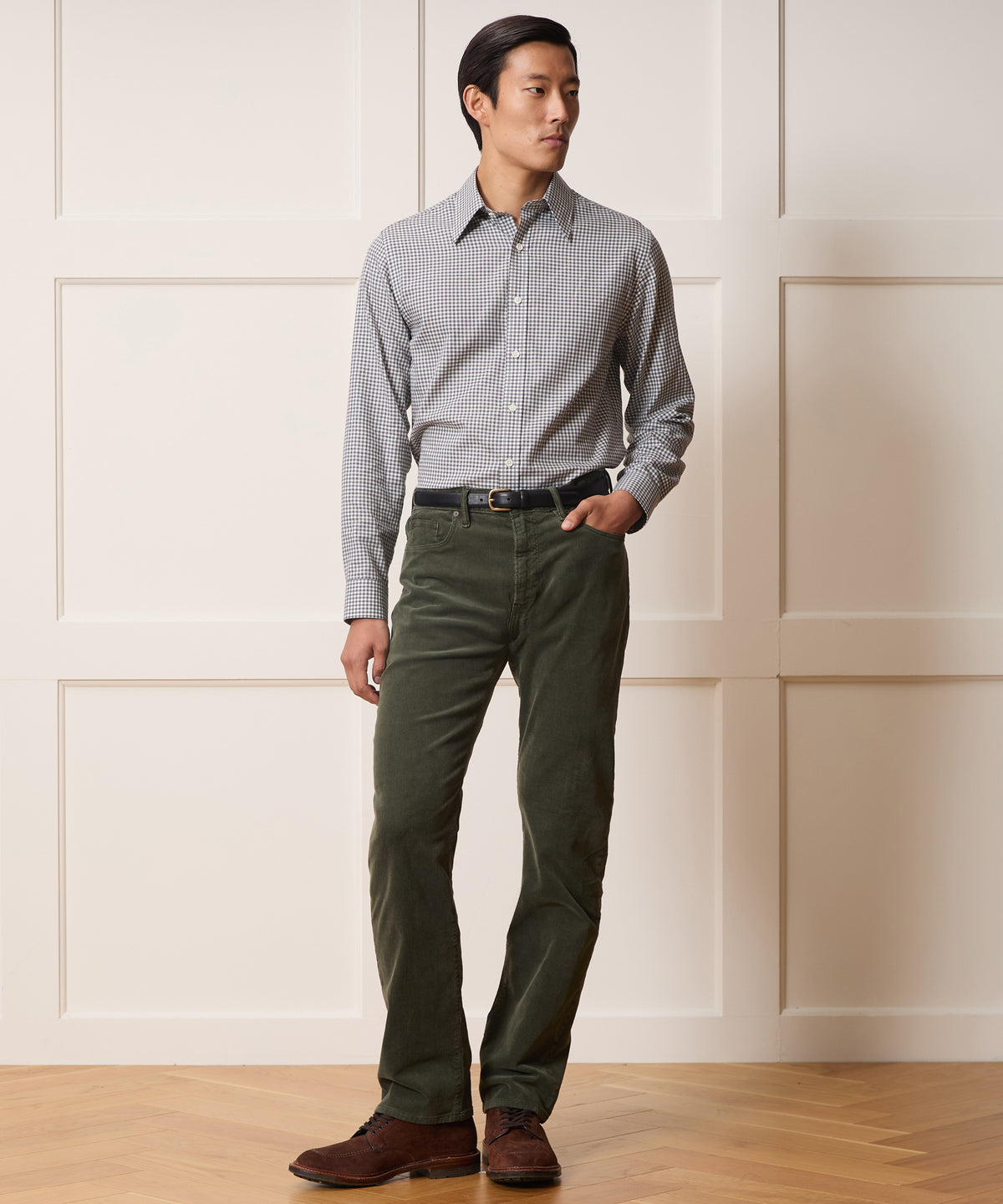 Italian Featherweight Flannel Long Point Collar Dress Shirt