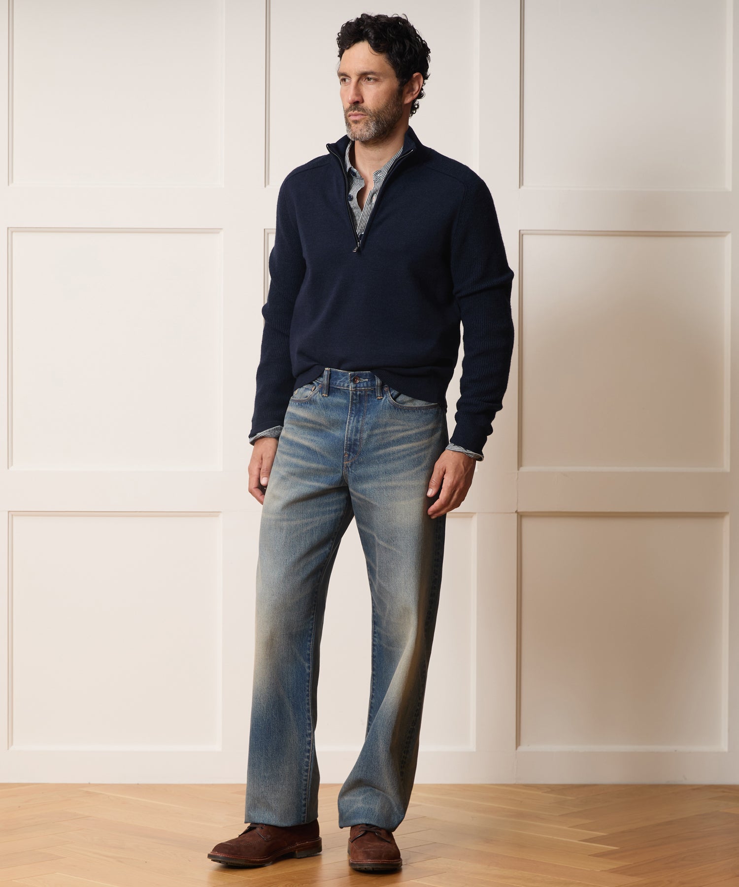 Merino Quarter-Zip Sweater in Navy – Todd Snyder