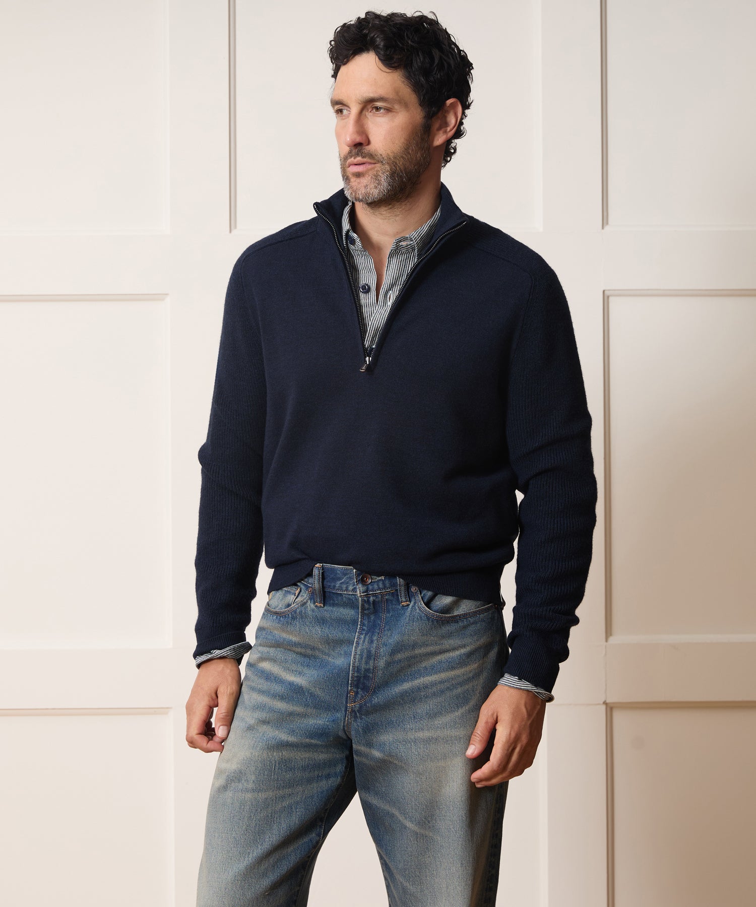 Merino Quarter-Zip Sweater in Navy – Todd Snyder