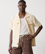 Linen Panama Shirt in Sand Dollar