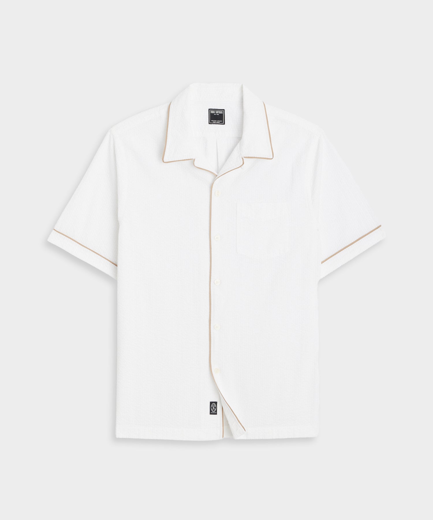 Tipped Seersucker Shirt in White