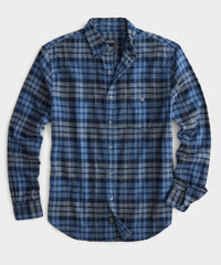 Classic Fit Navy Plaid Flannel Shirt