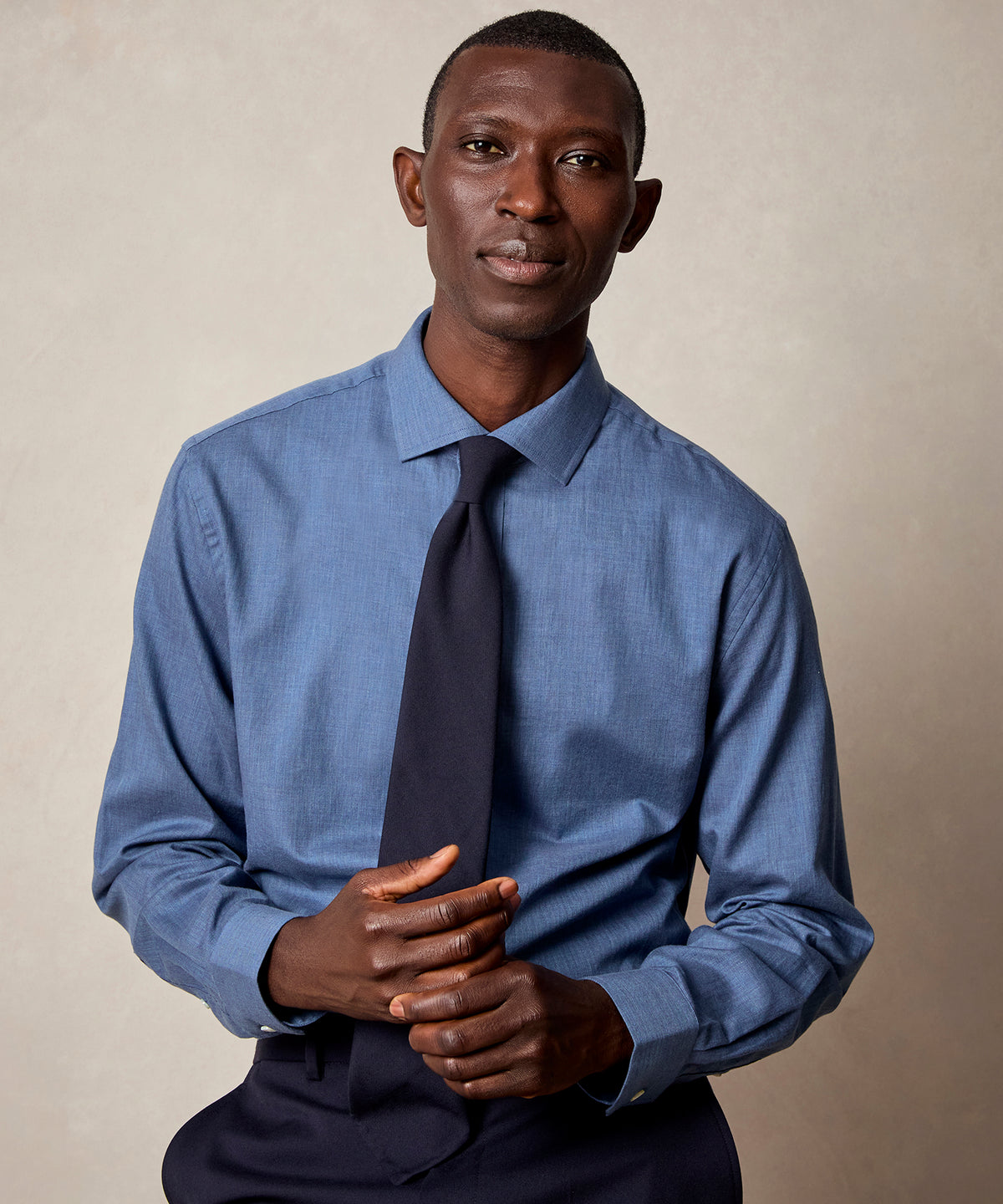 Flannel Spread Collar Dress Shirt