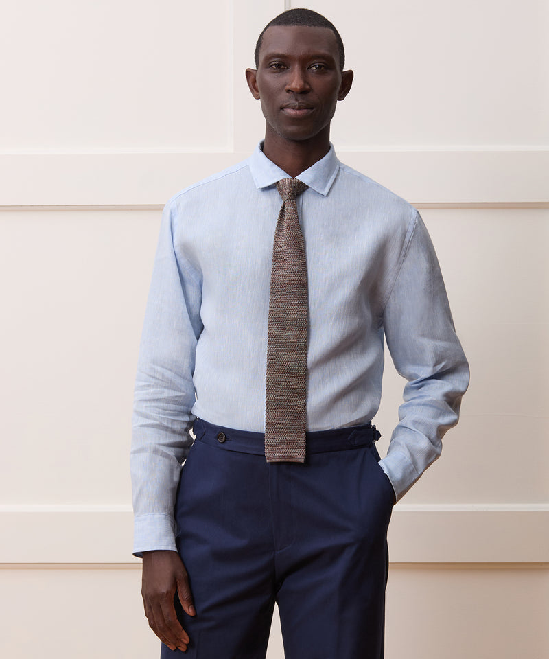 Italian Linen Spread Collar Dress Shirt