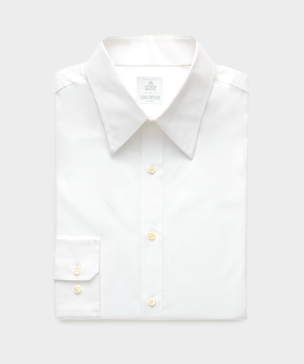 Cotton Poplin Long Point Collar Dress Shirt